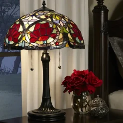 QUOIZEL Bordlamper>Larissa bordlampe i Tiffany-stil