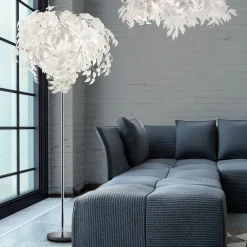 Reality Leuchten Leavy gulvlampe, højde 180 cm, krom/hvid, metal/plast