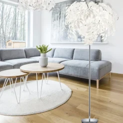 Reality Leuchten Leavy gulvlampe, højde 180 cm, krom/hvid, metal/plast