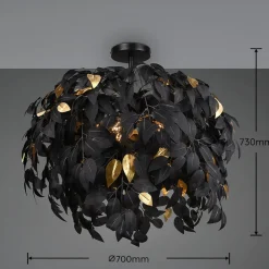 Reality Leuchten Leavy loftslampe, Ø 70 cm, sort/guld, plast