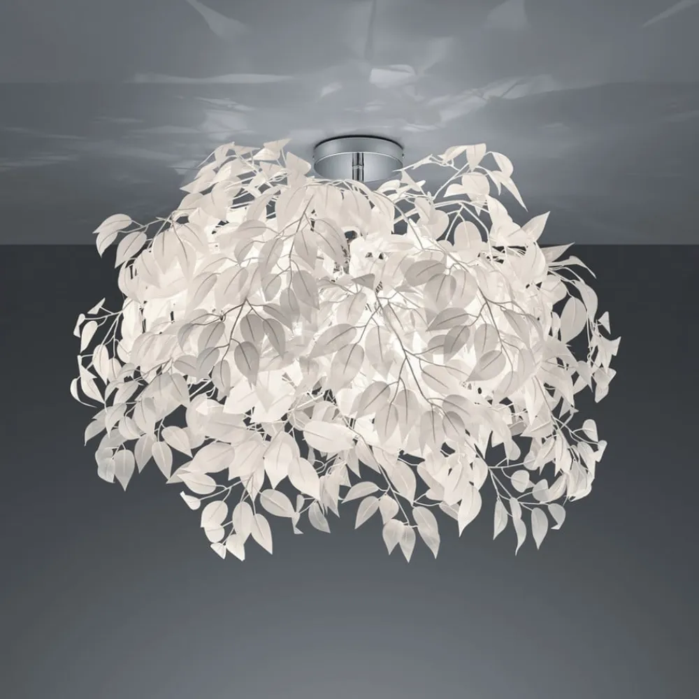 Leavy loftslampe, krom/hvid, Ø 70 cm, plast^Reality Leuchten New