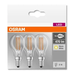 LED filamentpære E14 4 W varmhvid, 3'er sæt^OSRAM Best
