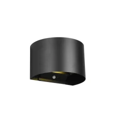 LED genopladelig udendørs væglampe Talent, sort, bredde 16 cm Sensor^Reality Leuchten