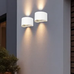 Reality Leuchten LED genopladelig udendørs væglampe Talent, hvid, bredde 16 cm, sensor