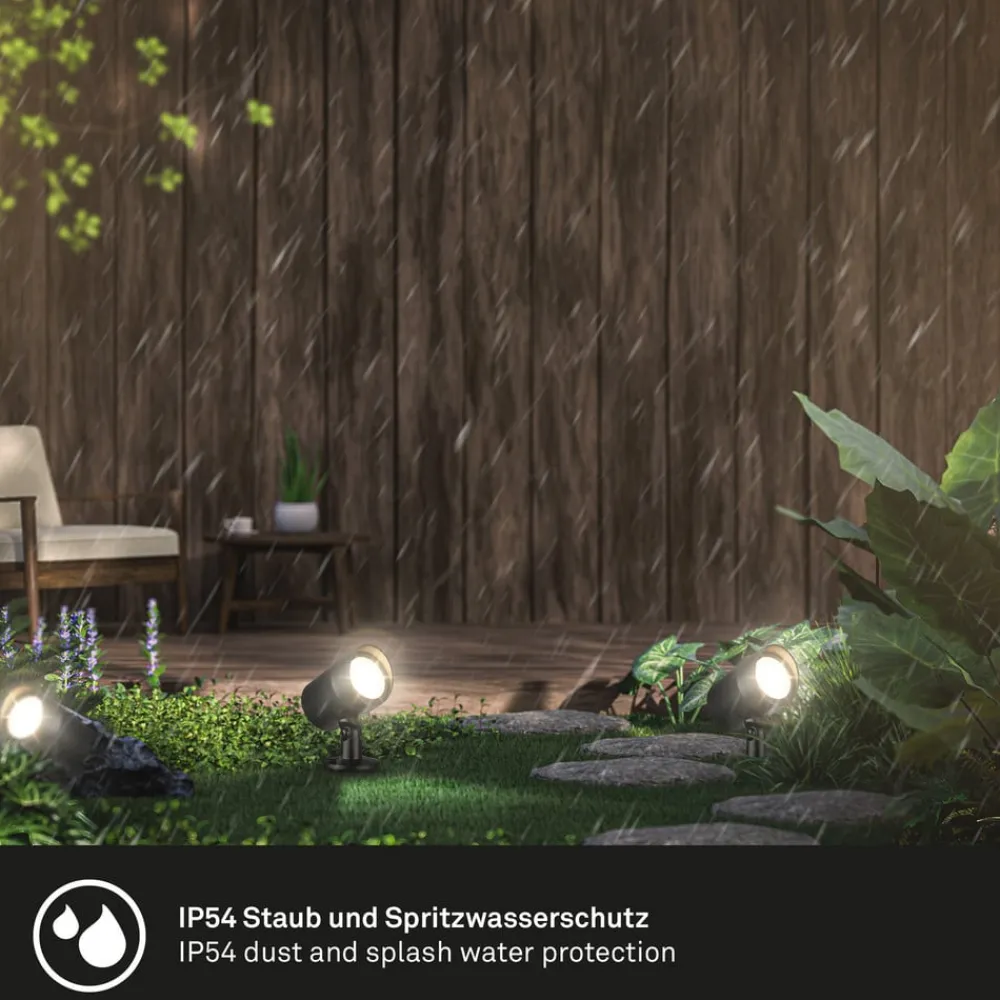 Briloner Udendørs Spot>LED jordspyd 3799035, sort, plastik sæt med 3 Ø 5 cm