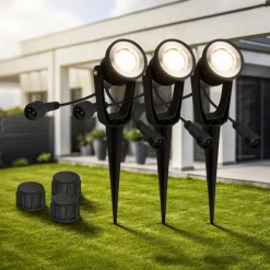 Briloner LED jordspydspids 3919035 12V 3-punkts forlængelse, sort Ø 5 cm