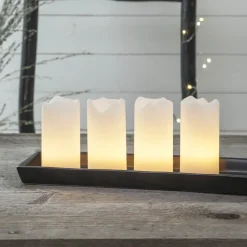 STAR TRADING LED lys Candle med fjernbetjening, 4'er sæt, hvid