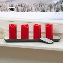 STAR TRADING LED lys Candle med fjernbetjening, 4'er sæt, rød