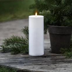 LED lys Flamme Rak 27,5 cm hvid plast batteridrevet^STAR TRADING New