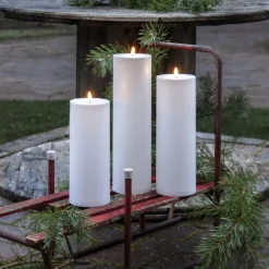 LED lys Flamme Rak 27,5 cm hvid plast batteridrevet^STAR TRADING New