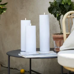 LED lys Flamme Rak 27,5 cm hvid plast batteridrevet^STAR TRADING New