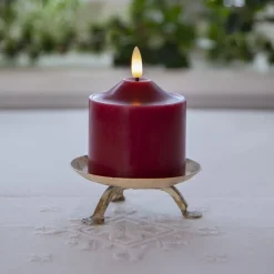 STAR TRADING Julepynt|Vinduesdekoration>LED lysflamme, højde 9,5 cm rød ægte voks batteridrevet