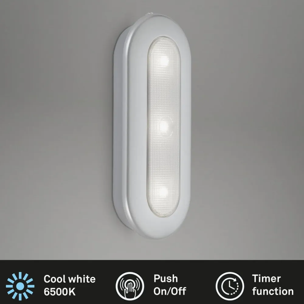 Briloner Underskabsbelysning>LED Push Light Row, batteridrift, 6.500 K, 15 cm