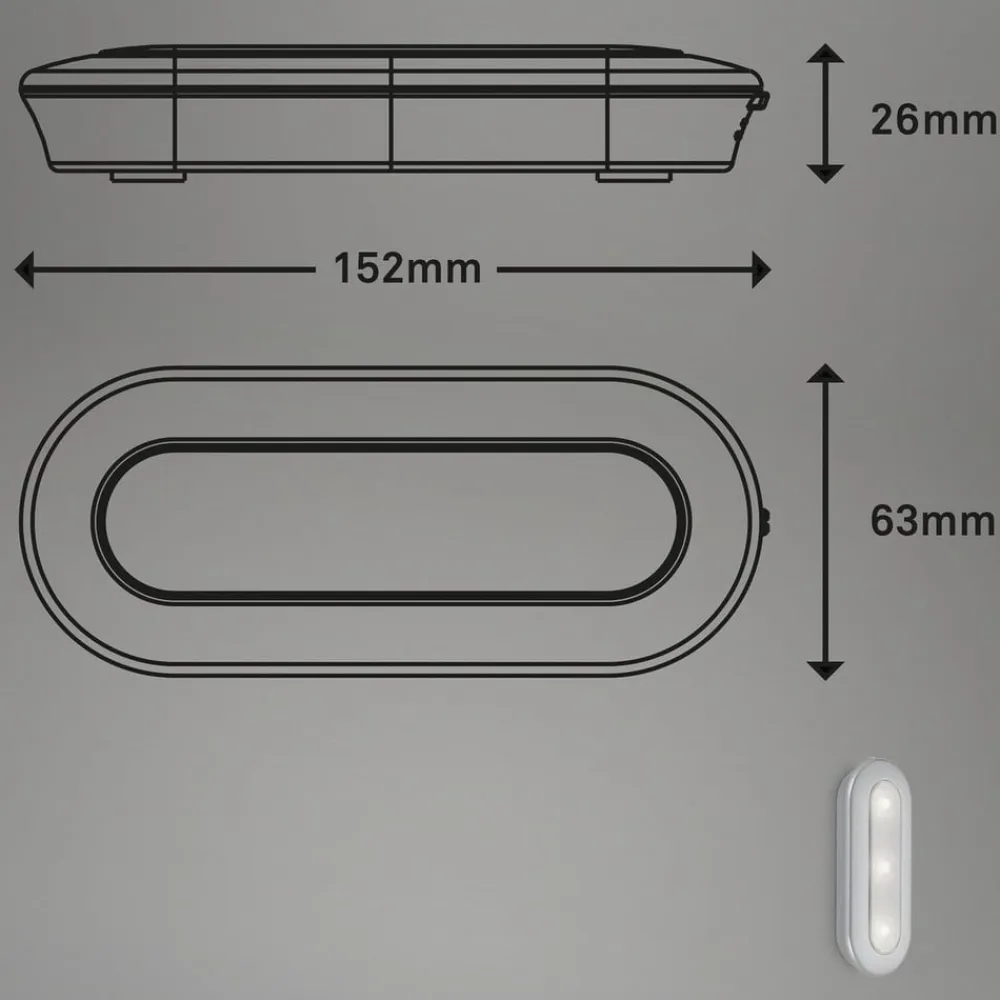 Briloner Underskabsbelysning>LED Push Light Row, batteridrift, 6.500 K, 15 cm