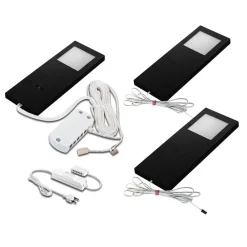 Hera Underskabsbelysning>LED Slim-Pad F underskabslampe 3 stk. 3.000 K sort