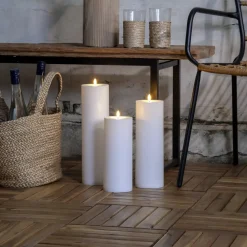 LED stearinlys Flamme Rak 32,5 cm hvid plast batteridrevet^STAR TRADING Best