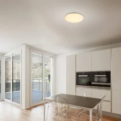 Globo Terrassebelysning|Udendørs Loftlamper>LED udendørs loftslampe Dori, Ø 33 cm, hvid, plast, IP54