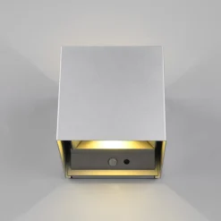 LED udendørs væglampe Talent, titanium-farvet, bredde 10 cm, sensor^Reality Leuchten New