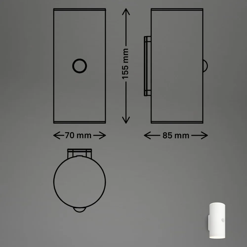 LED-akkudrevet udendørs væglampe, hvid, sensor, op/ned^Briloner New