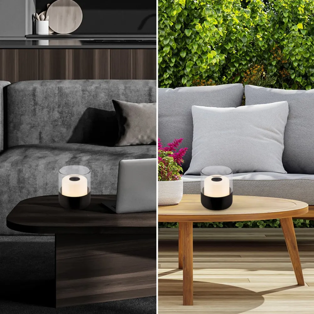 Briloner Dekorationsbelysning|Terrassebelysning>LED-batteri-bordlampe 7438 IP44 dæmper, sort