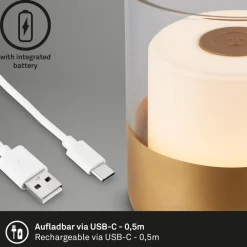 LED-batteri-bordlampe 7483 IP44 lysdæmper, guld^Briloner Best