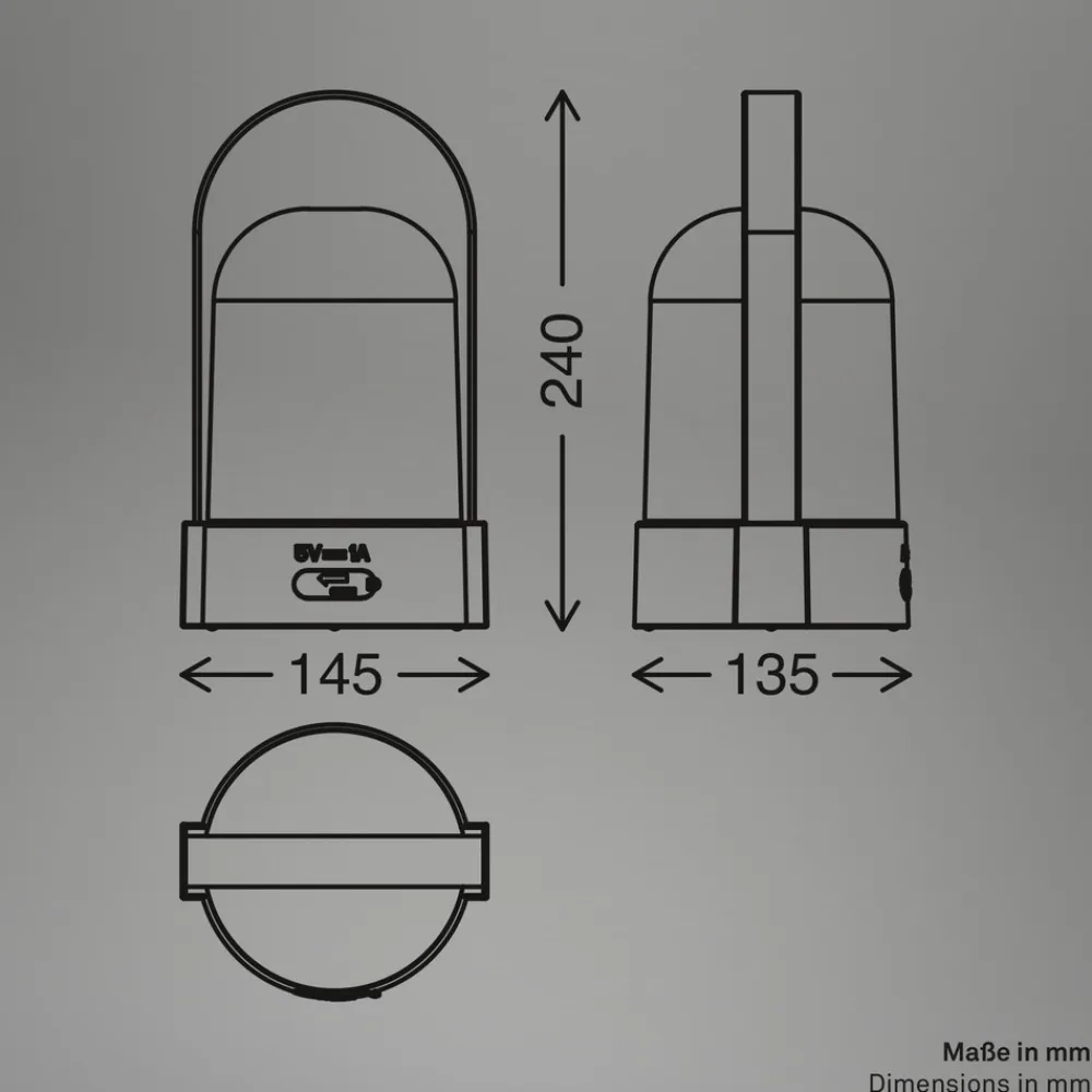 LED-batteridrevet bordlampe ASA BIG, lysegrå/antracit, 24 cm, IP44^Briloner Clearance
