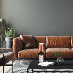 Briloner LED-batteri-flaskelys IP44 med lysdæmper, kobber