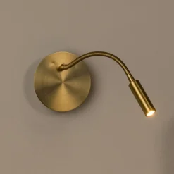 LED-batterivægspot Jolijn, guldmat, fleksibel arm, Ø 11 cm, magnet^Lucide