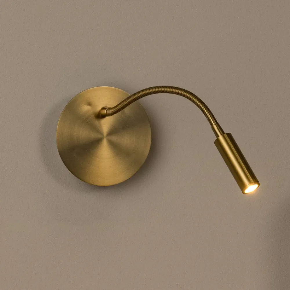 LED-batterivægspot Jolijn, guldmat, fleksibel arm, Ø 11 cm, magnet^Lucide