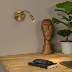 LED-batterivægspot Jolijn, guldmat, fleksibel arm, Ø 11 cm, magnet^Lucide