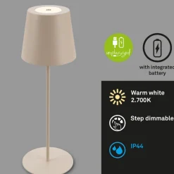 LED-bordlampe 7508011, beige, 2.700 K IP44 touchdæmper^Briloner Sale