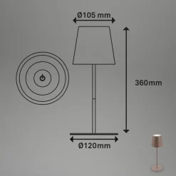 Briloner Terrassebelysning|Bordlamper>LED-bordlampe 7508012, brun, 2.700 K IP44 touchdæmper