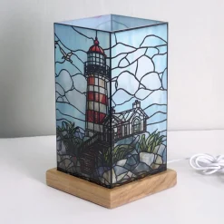 LED-bordlampe Art Light Leuchtturm, træfod, akryl, farverig^Wagner Life Hot