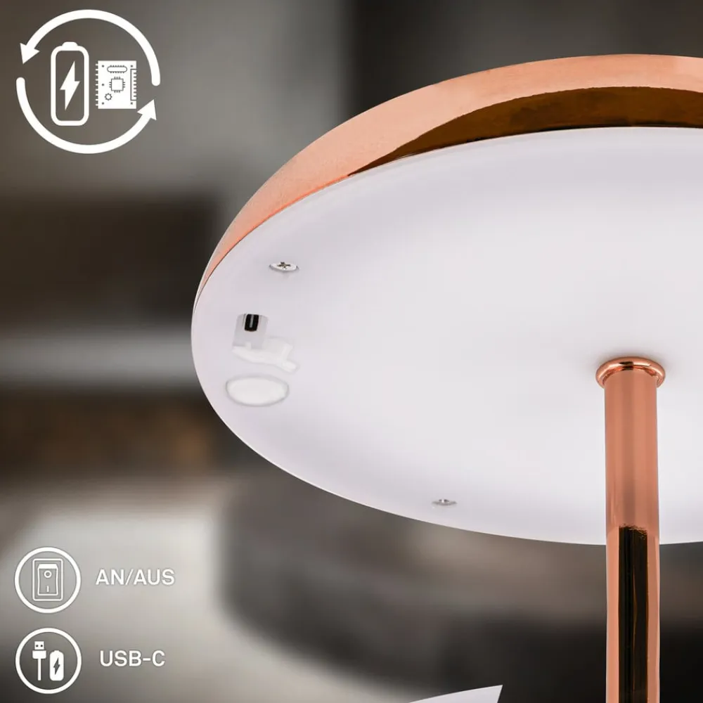 Briloner LED-bordlampe Brilo unplugged Caxa, kobberfarvet