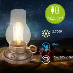 Briloner LED-bordlampe Brilo unplugged Kanea bronzefarvet 18 cm