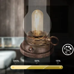 Briloner LED-bordlampe Brilo unplugged Kanea bronzefarvet 18 cm