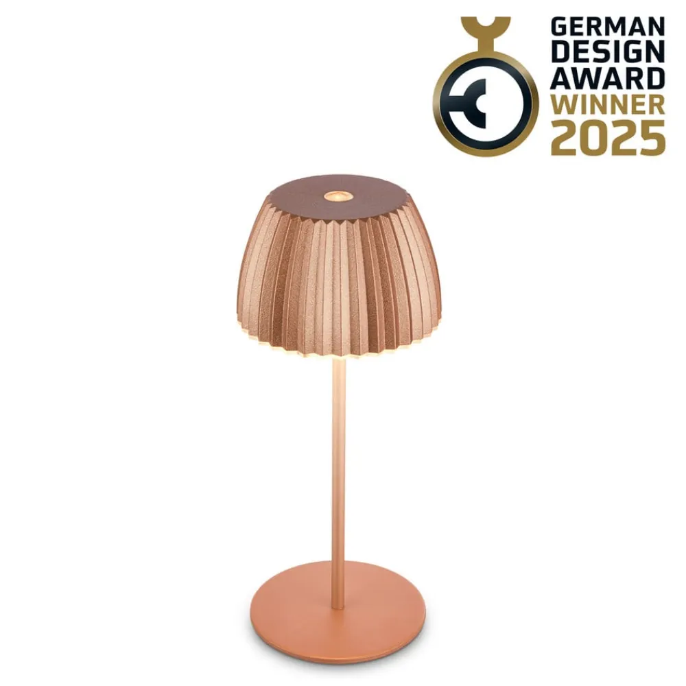 LED-bordlampe Brilo unplugged Riffle, 20 cm, kobber^Briloner