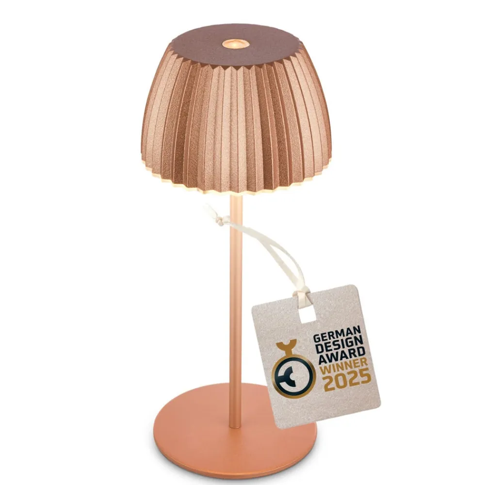 LED-bordlampe Brilo unplugged Riffle, 20 cm, kobber^Briloner