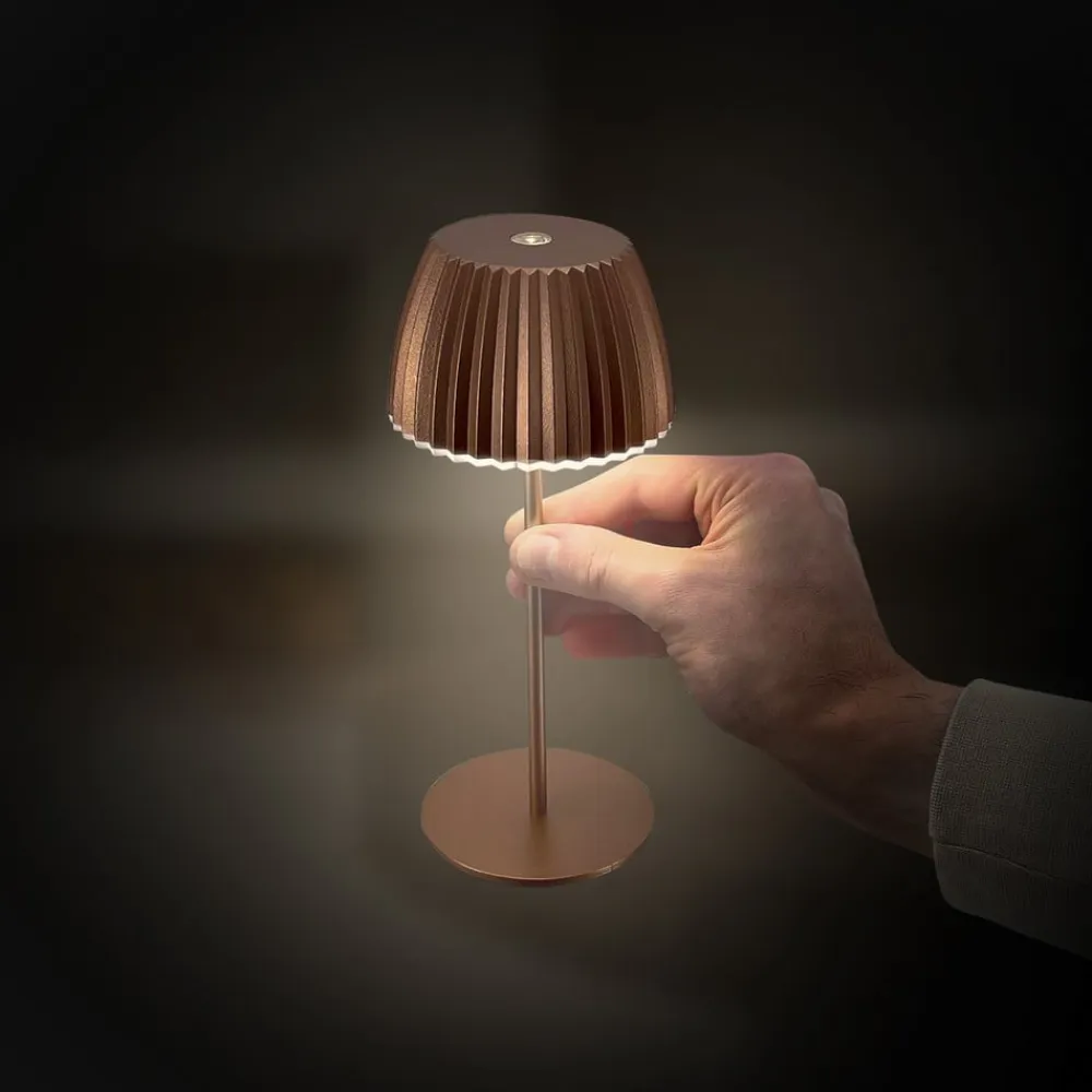 LED-bordlampe Brilo unplugged Riffle, 20 cm, kobber^Briloner