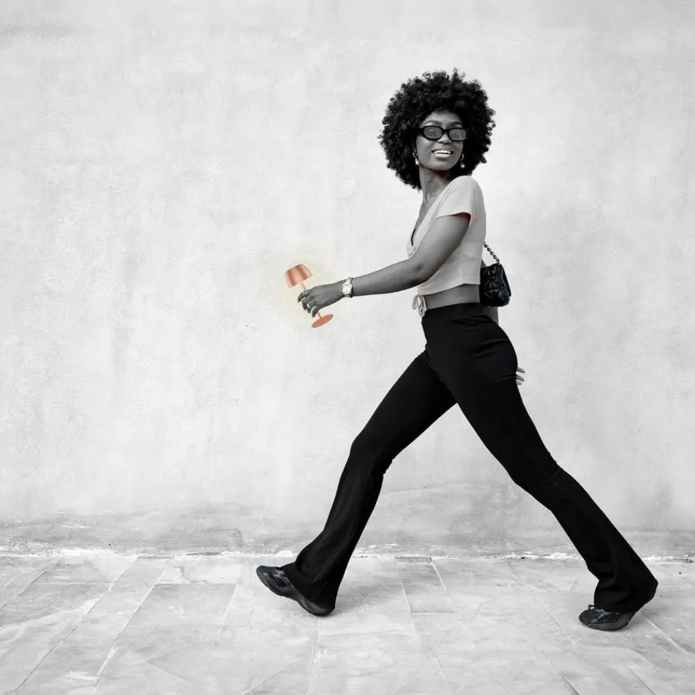 LED-bordlampe Brilo unplugged Riffle, 20 cm, kobber^Briloner