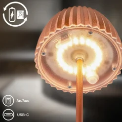 LED-bordlampe Brilo unplugged Riffle, 20 cm, kobber^Briloner