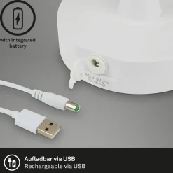 Briloner LED-bordlampe Campi, genopladeligt batteri, dæmpbar, hvid