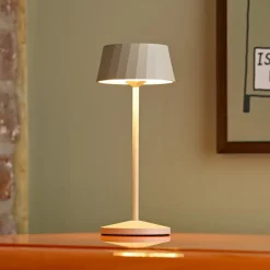 Sigor Dekorationsbelysning|Terrassebelysning>LED-bordlampe Facetta, beige, 22 cm, metal, CCT IP44