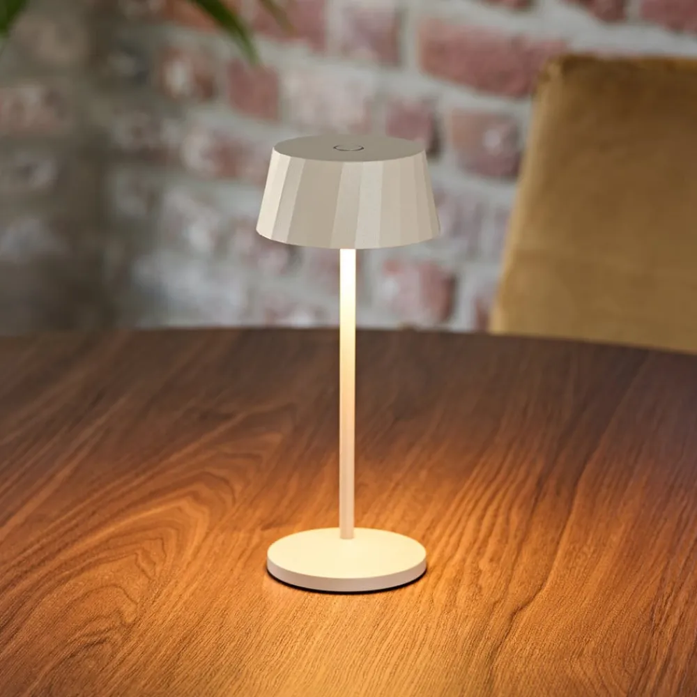 Sigor Dekorationsbelysning|Terrassebelysning>LED-bordlampe Facetta, beige, 22 cm, metal, CCT IP44