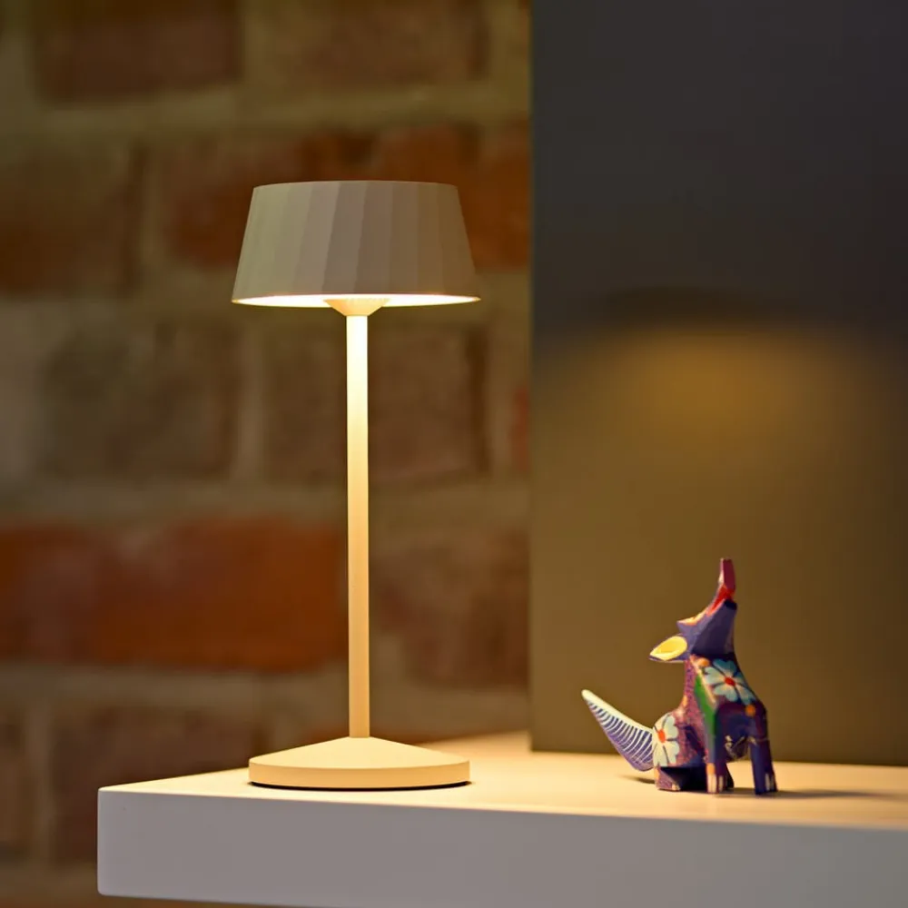 Sigor Dekorationsbelysning|Terrassebelysning>LED-bordlampe Facetta, beige, 22 cm, metal, CCT IP44