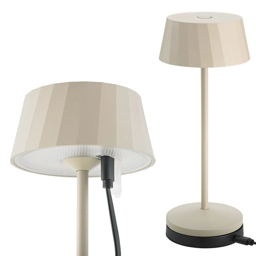 Sigor Dekorationsbelysning|Terrassebelysning>LED-bordlampe Facetta, beige, 22 cm, metal, CCT IP44