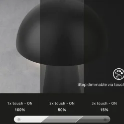 LED-bordlampe Fungo, genopladelig, sort^Briloner Sale