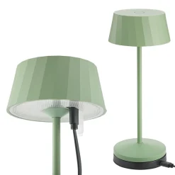 Sigor LED-bordlampe med batteri Facetta, grøn, højde 22 cm, metal, CCT