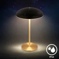 LED-bordlampe med batteri Brilo unplugged Caxa, sort/messing^Briloner