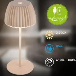 Briloner LED-bordlampe med batteri Brilo unplugged Riffle, 20 cm, beige